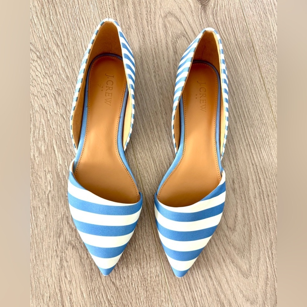 J. Crew Zoe d' Orsay Flats in Blue Stripe - Picture 4 of 7